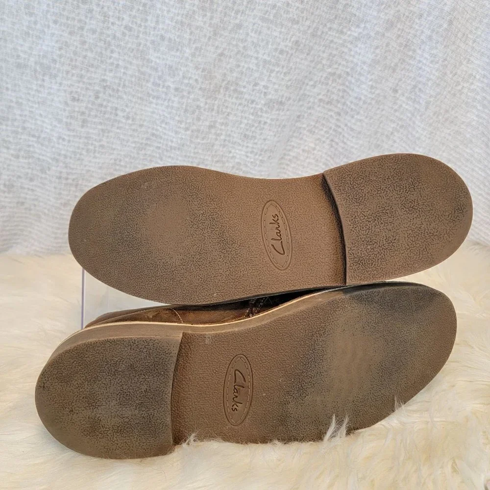 Clarks Men's Chukka Desert Boots Ankle Lace Up Brown Leather 12‎ Shoe Distressed